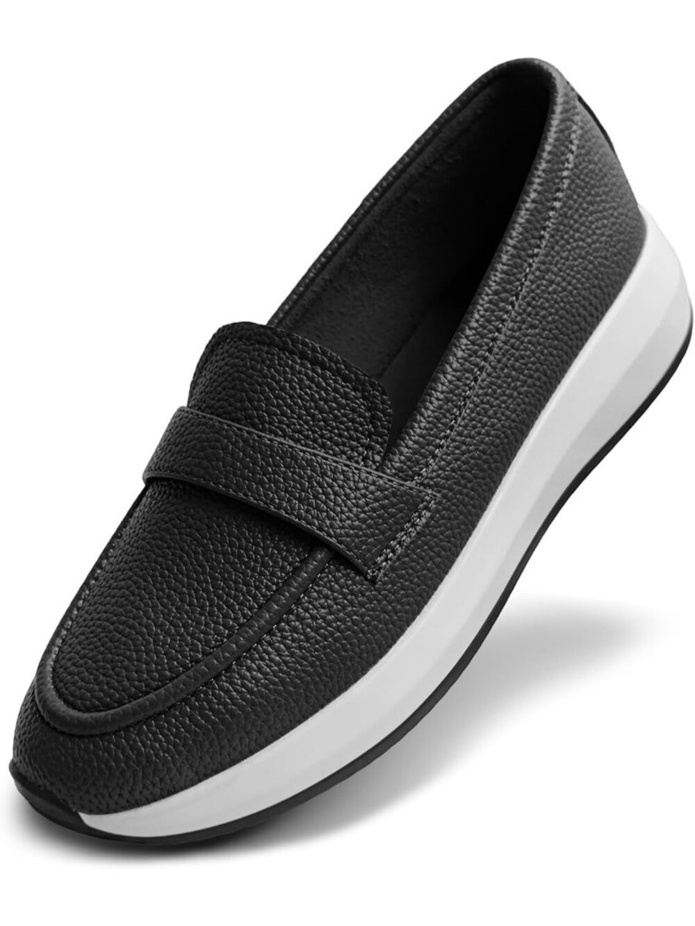 Women's Black Easy Entry Design Slip On Loafers Fashionable Stylish Flats